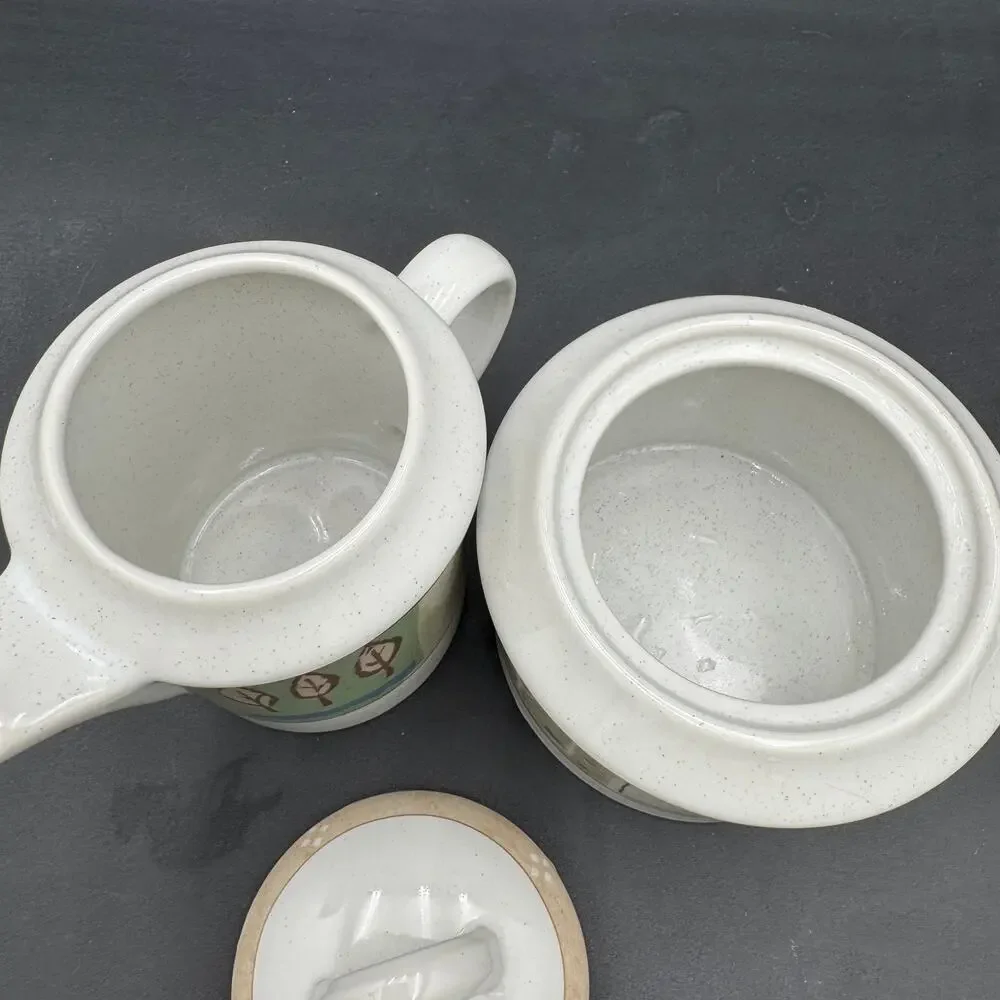 Vintage Mikasa Country Quilt Cream and Sugar Set with Lid